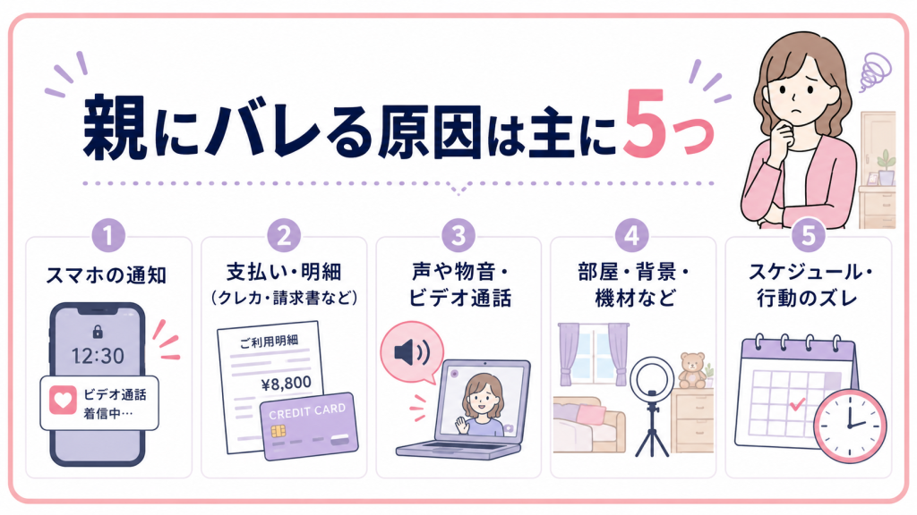 親にバレる原因は主に5つ